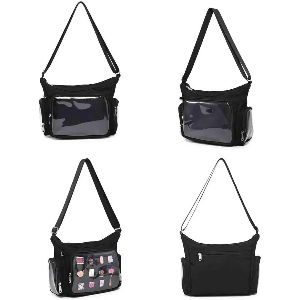 Canvas Ita Bag Crossbody Shoulder Bag with Anime Pins Display for Cosplay